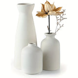 Set of 3 White Ceramic Vase