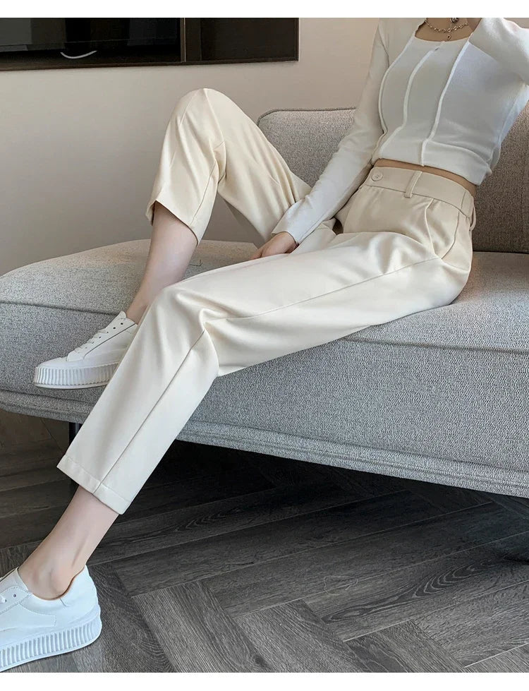 Corporate Girl Straight Leg High Waist Pants