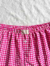 Elastic Waistband Gingham Boxer Shorts T-Shirt