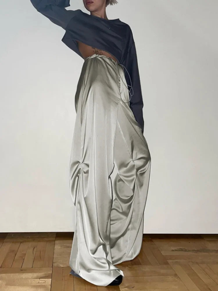 Parachute Solid Color Elegant Wide Leg Pants