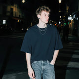 Black Minimalist Drop Shoulder Oversized T-Shirt