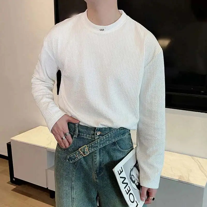 Casual Korean Style Round Collar Men's T-Shirt