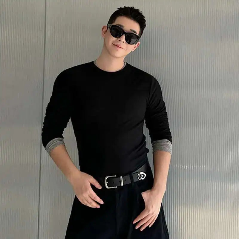 Contrast Color Patchwork O-Neck T-Shirt
