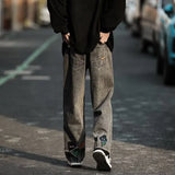 Straight Leg Flower Embroidery Jeans