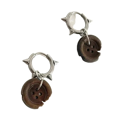 Pendientes Vintage Bohemios con Remaches y Botones Irregulares