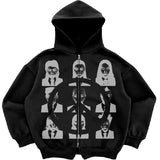 Y2K Pocket Zip-Up Gothic Hoodie