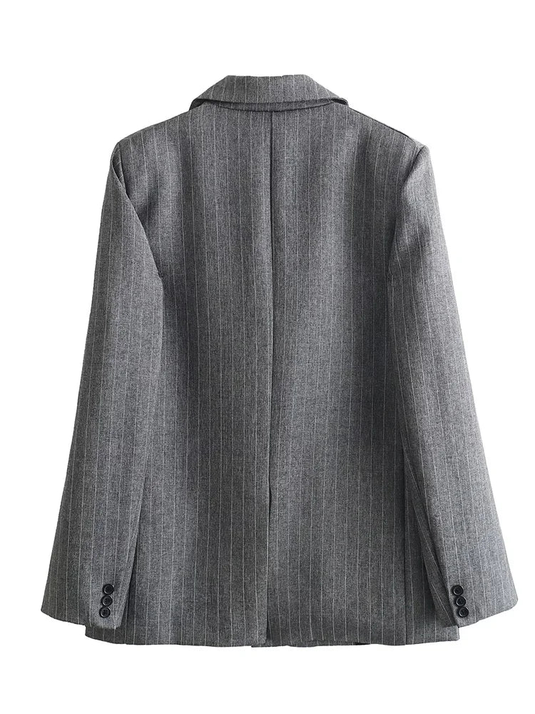 Vintage Striped Single Breasted Blazer