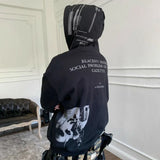 Gothic Punk Zipper Black Hoodie
