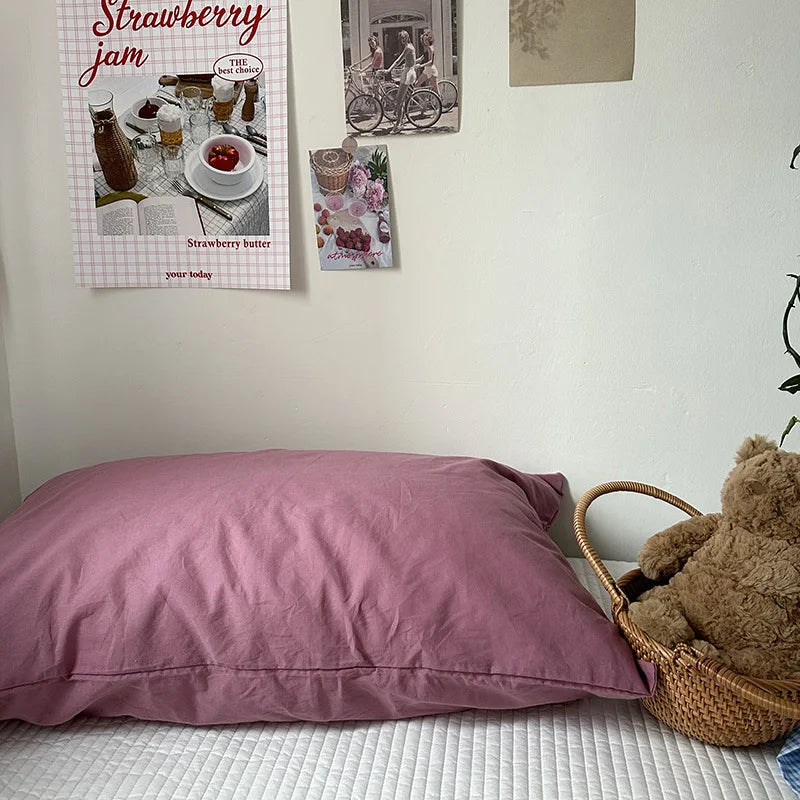 Solid Color Simple Striped Pillowcase