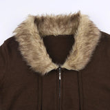 Y2K Fur Cropped Zip-up Cardigan