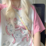 Sweet Pink Skater Girl Rabbit T-Shirt