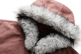 Wattierte Retro-Schnee-Kapuzen-Fell-Pufferjacke