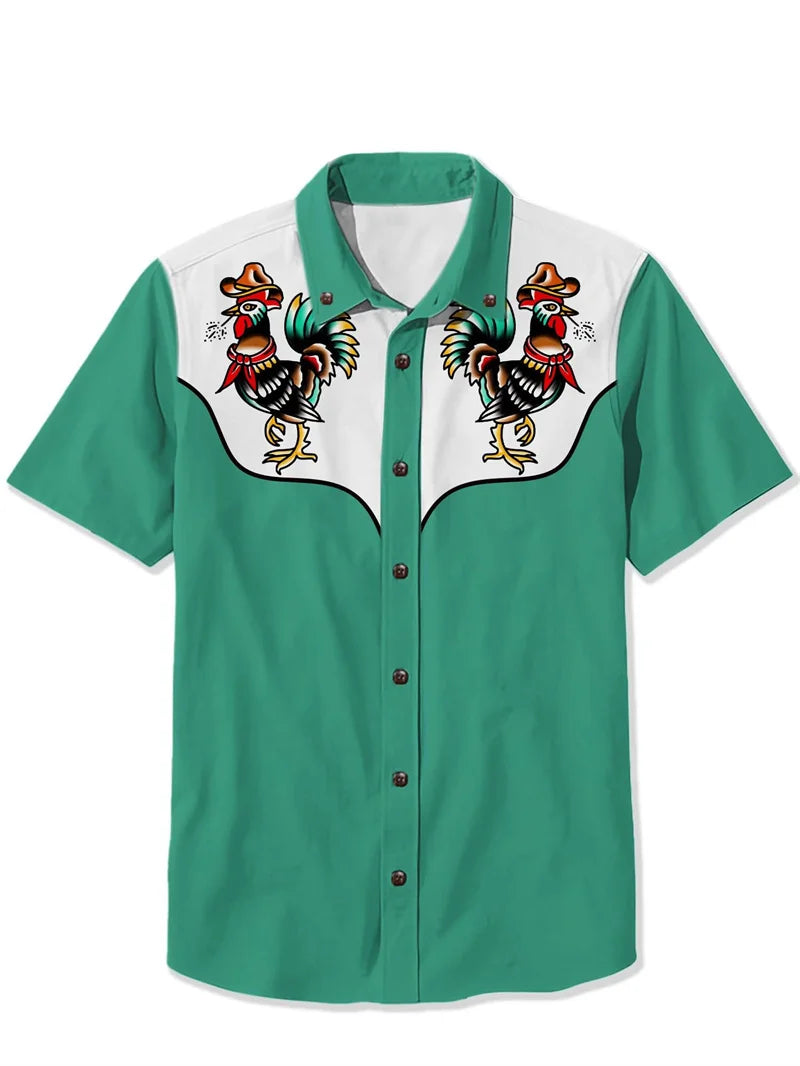 Summer Color Block Button Down Shirt