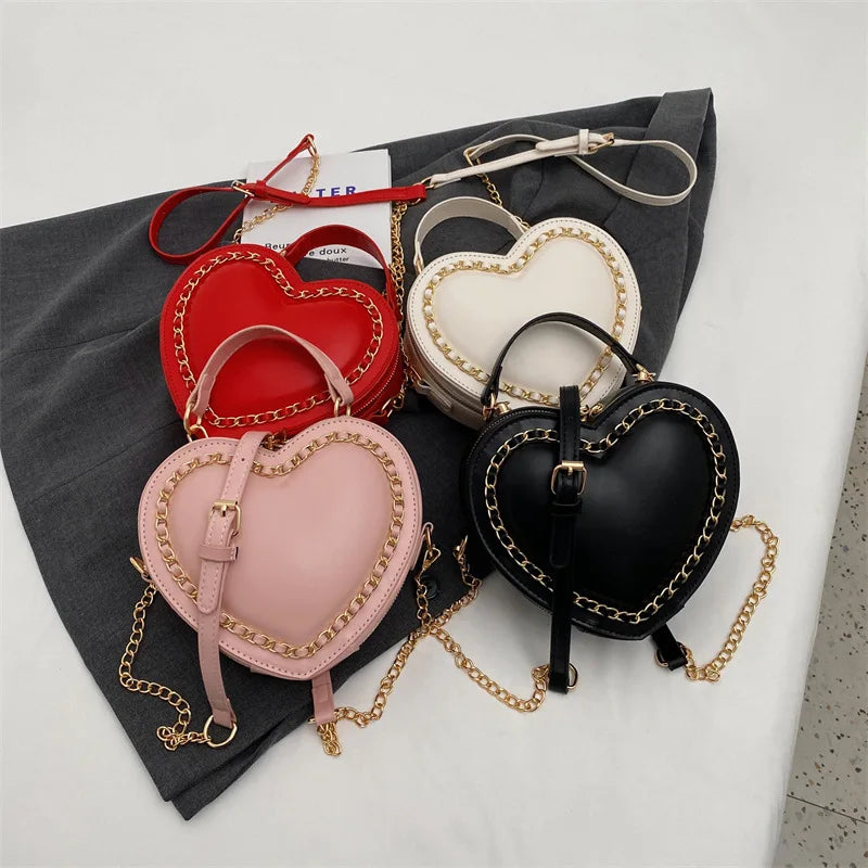 Red Heart Chain Crossbody Bag