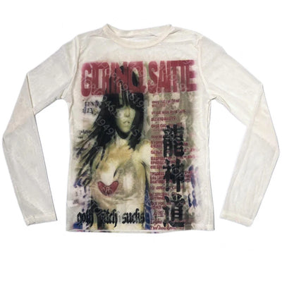Punk Ästhetik Vintage Langarm-T-Shirt