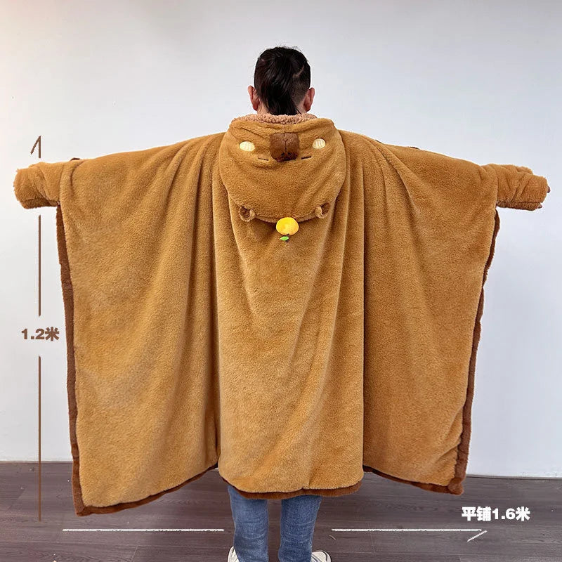 Cartoon Cute Seal Cat Hooded Blanket