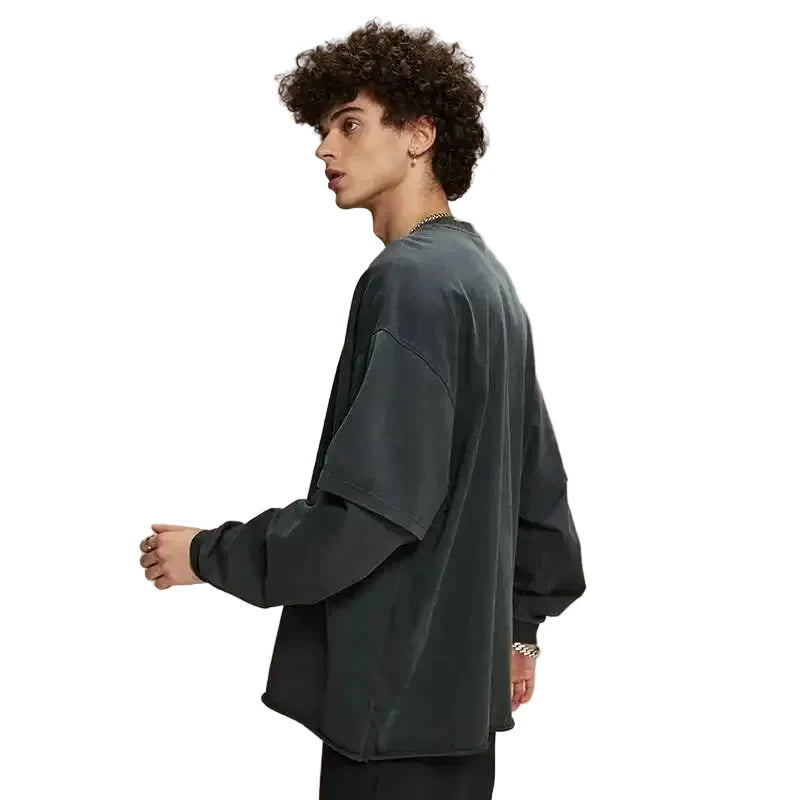 Curled Edge Round Neck T-Shirt