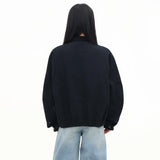 Boxy Black Cotton Varsity Jacket