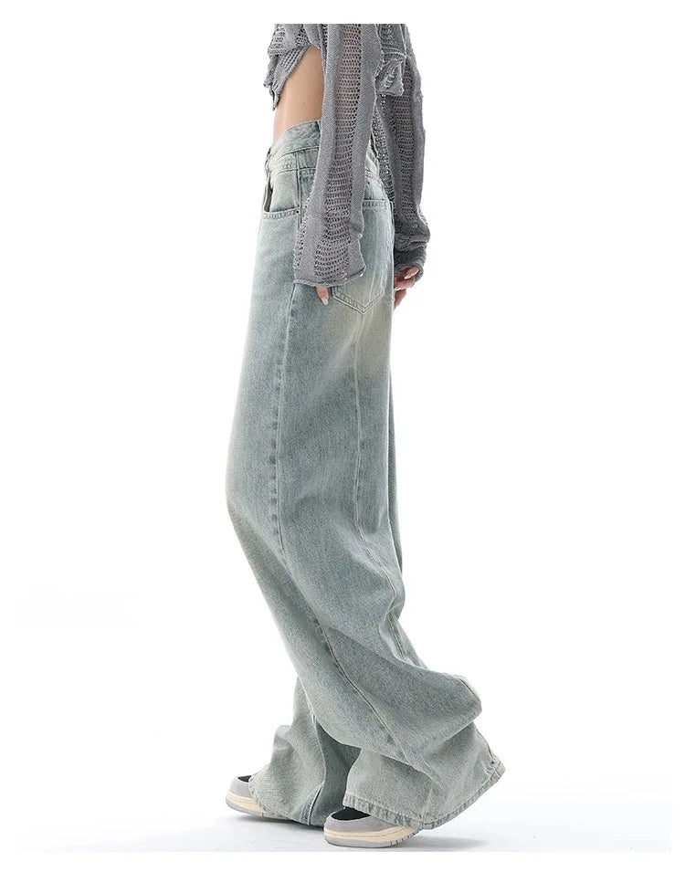 Y2K Off-White Color Wide Leg Jeans