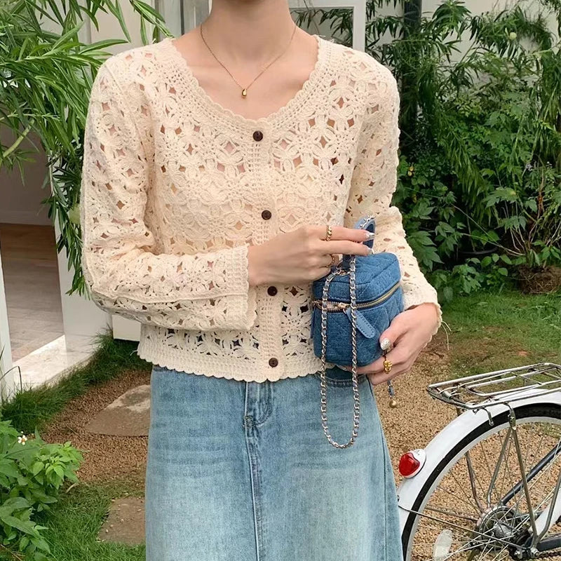 Crochet Openwork Hollow Out Cardigan