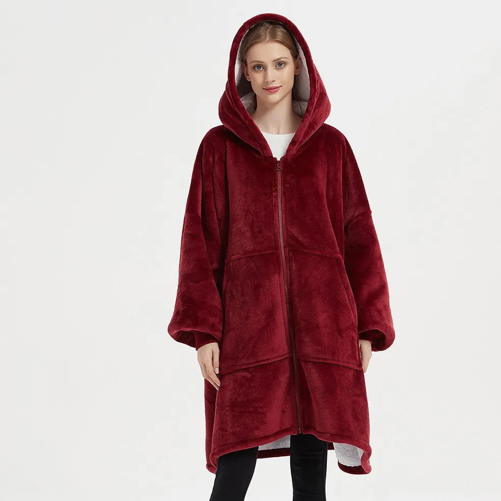 Lazy blanket Hooded Couple Zipper Pyjamas
