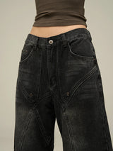 Black Grunge Wide Leg Jeans