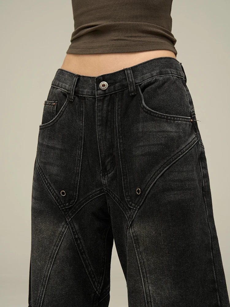 Black Grunge Wide Leg Jeans
