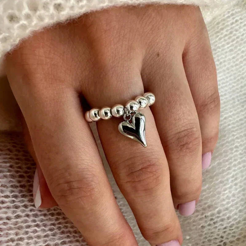 Handmade Beaded Love Heart Rings