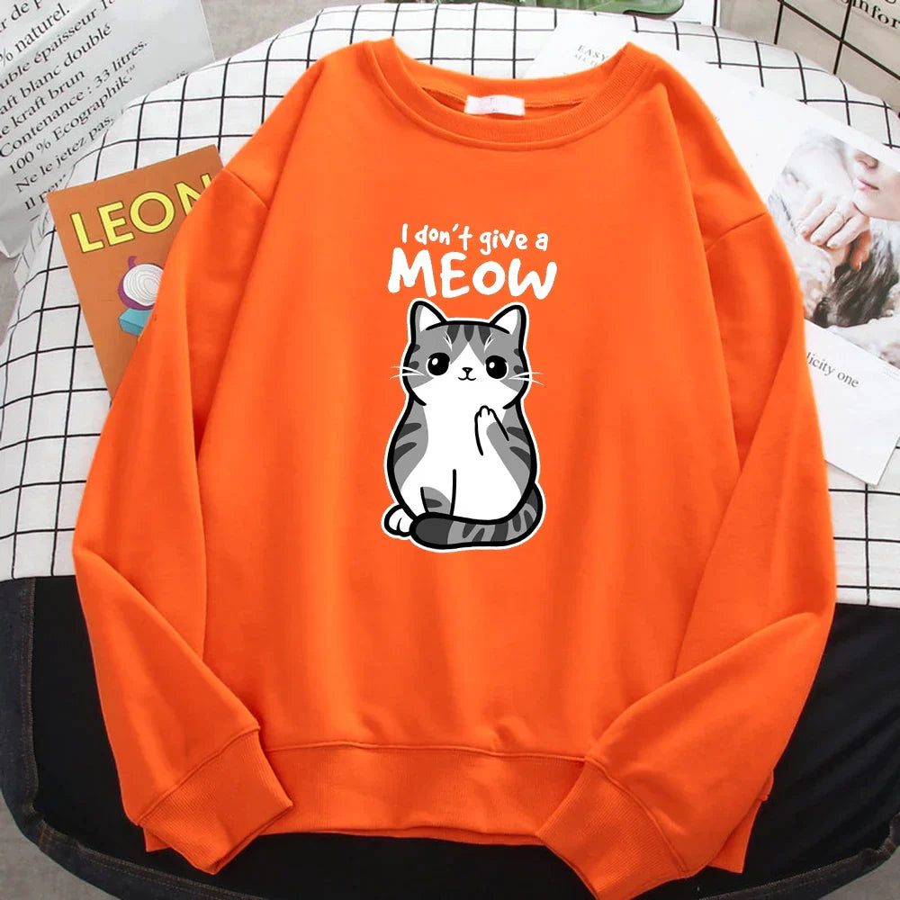 I Don't Give A Meow Cat Print Sweatshirt
