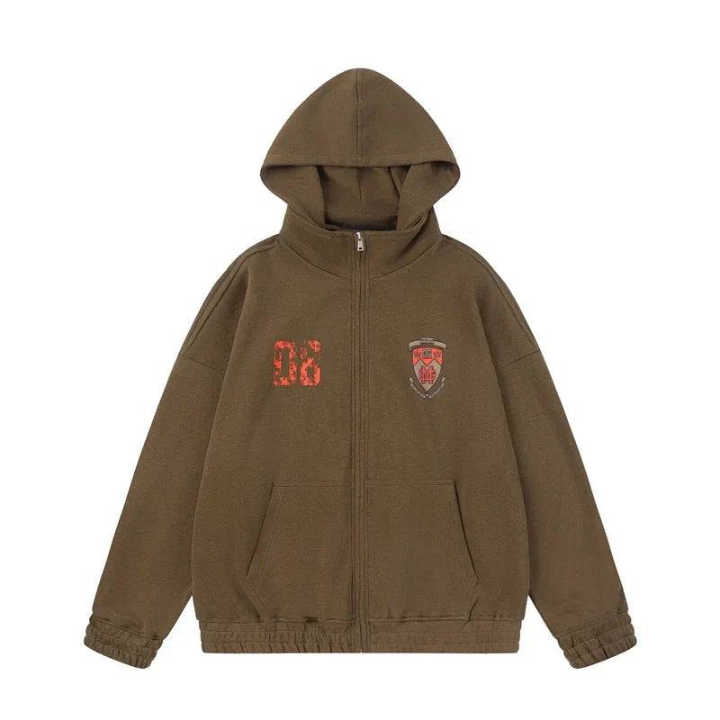 Y2K  High Collar Zip-up Hoodie
