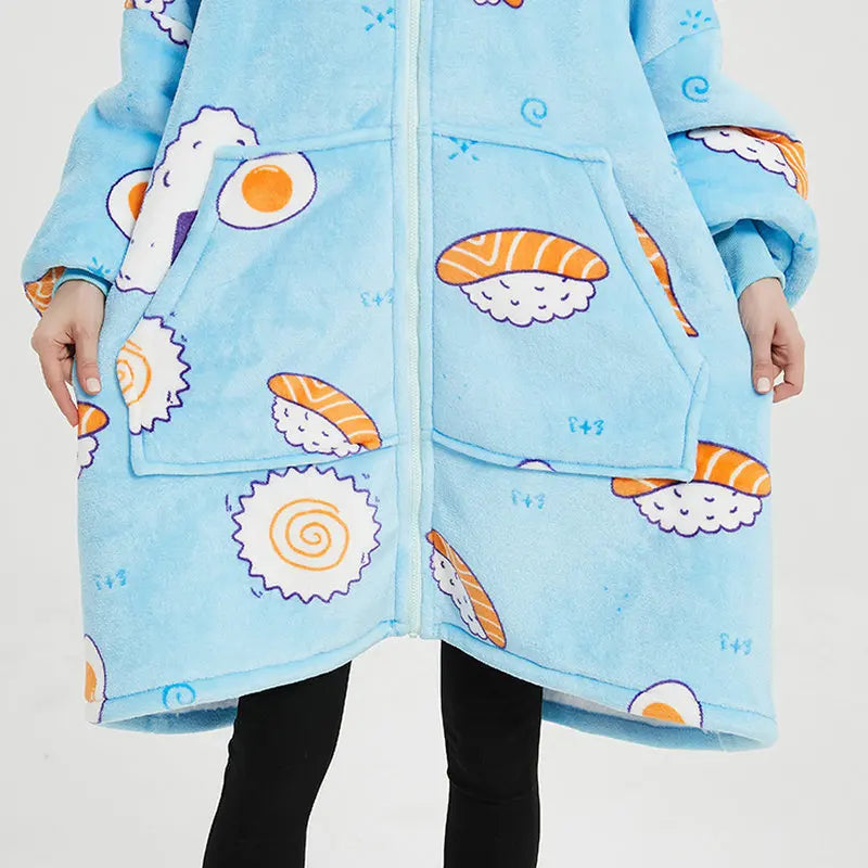 Lazy blanket Hooded Couple Zipper Pyjamas