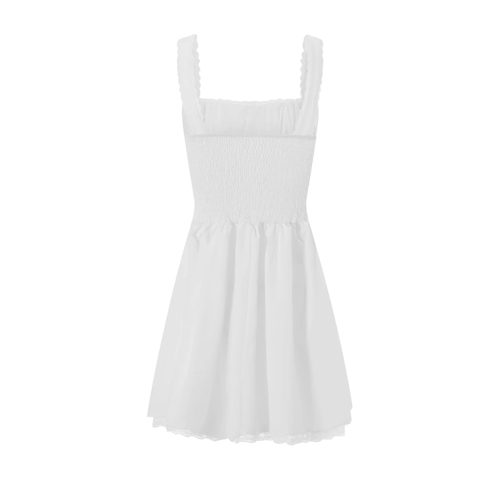 Lace Ruffled Corset White Mini Dress