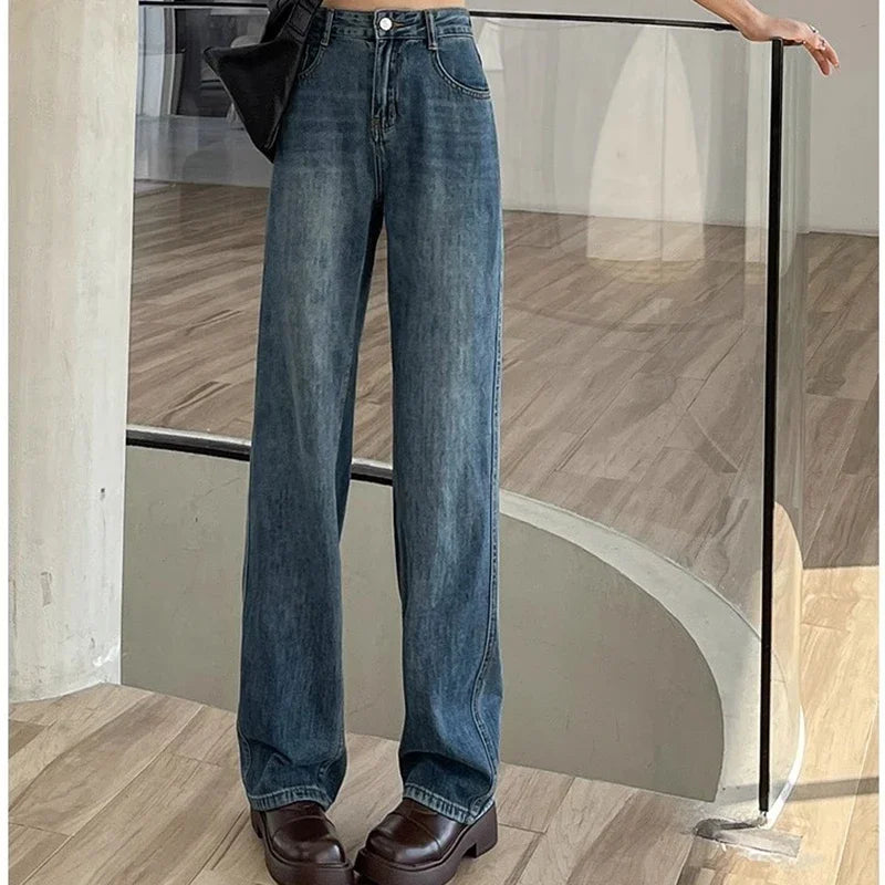High Waist Stacked Straight Leg Jeans