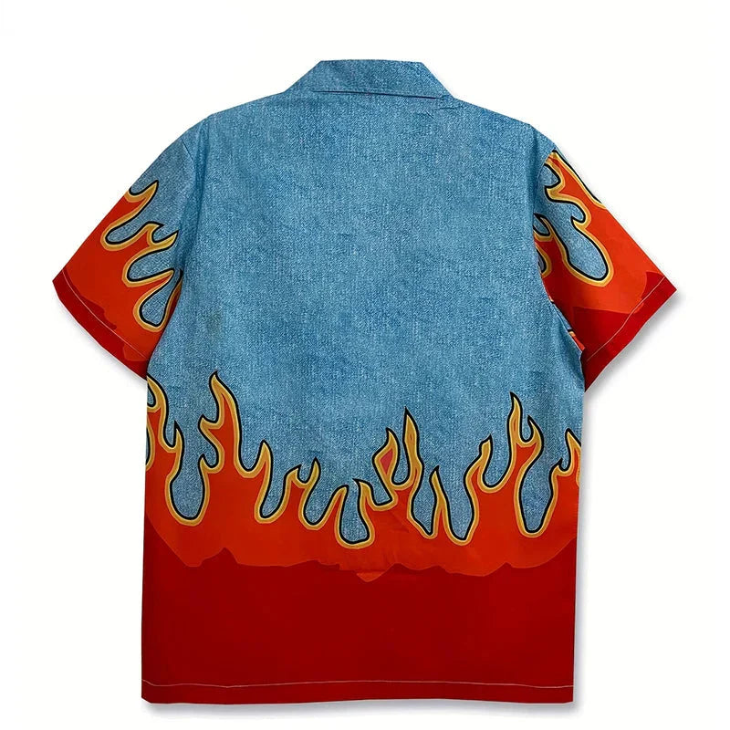 Flame Graphic Hawaiian Shirt