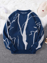 Weirdcore Abstract Pattern Round Neck Sweater