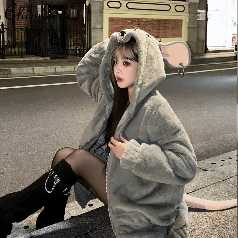 Cute Mouse Halloween Fur Jacket