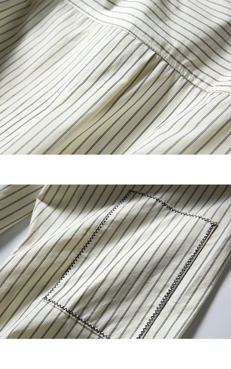 Autumn Retro Striped Long Sleeve Shirt