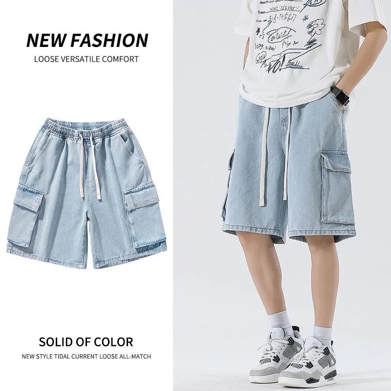 Multi-pocket denim short