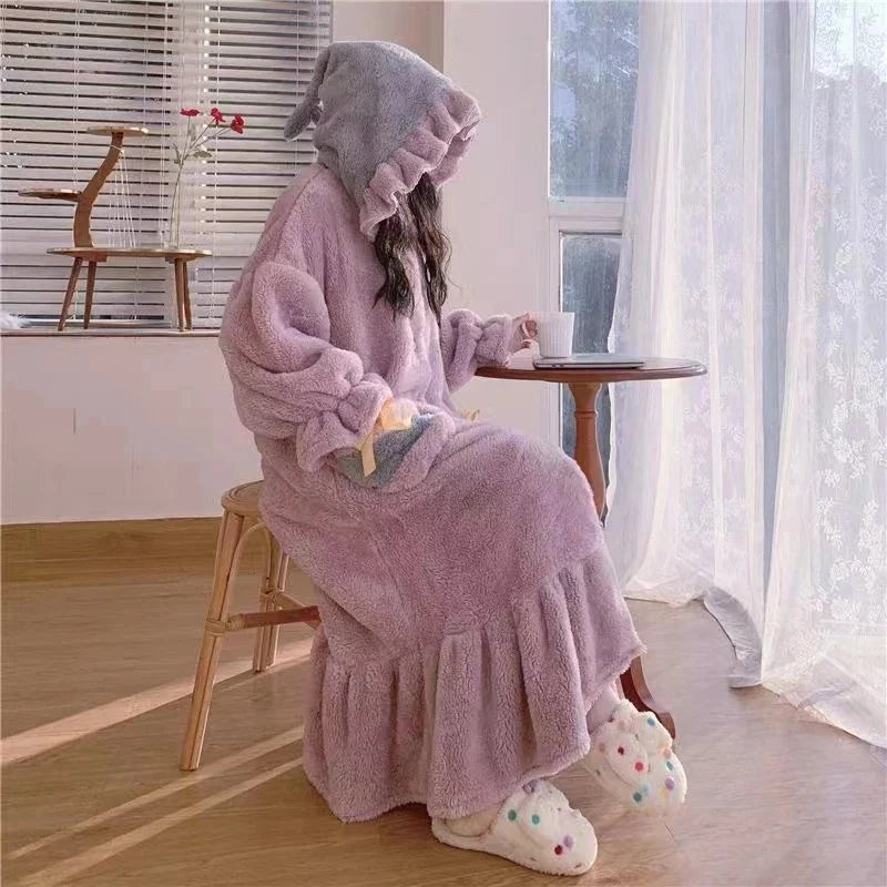 Coral Fleece Warm Female Pyjama