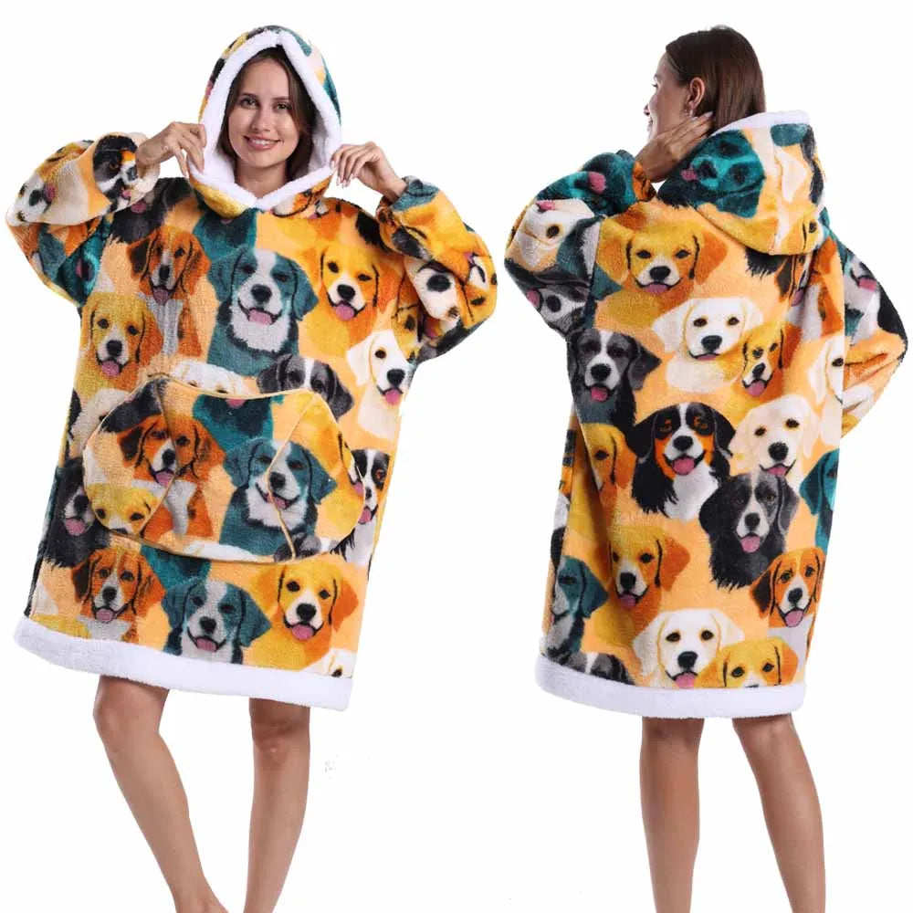 Strawberry Printed Oversized Blanket Hoodie