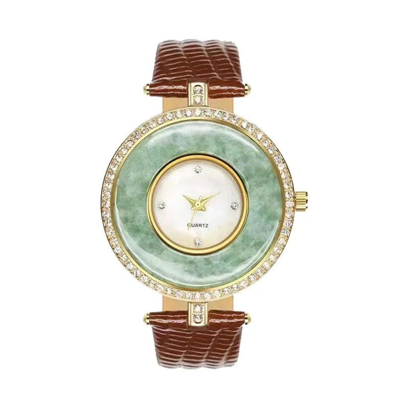 Vintage Round Jade Women's Watch