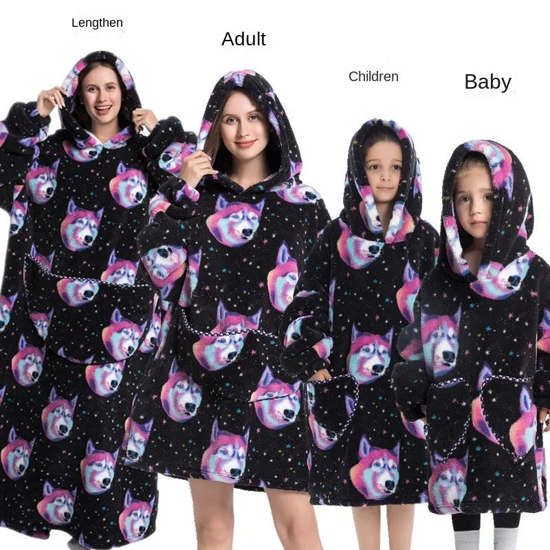 Family Oversize Sherpa Blanket Hoodie