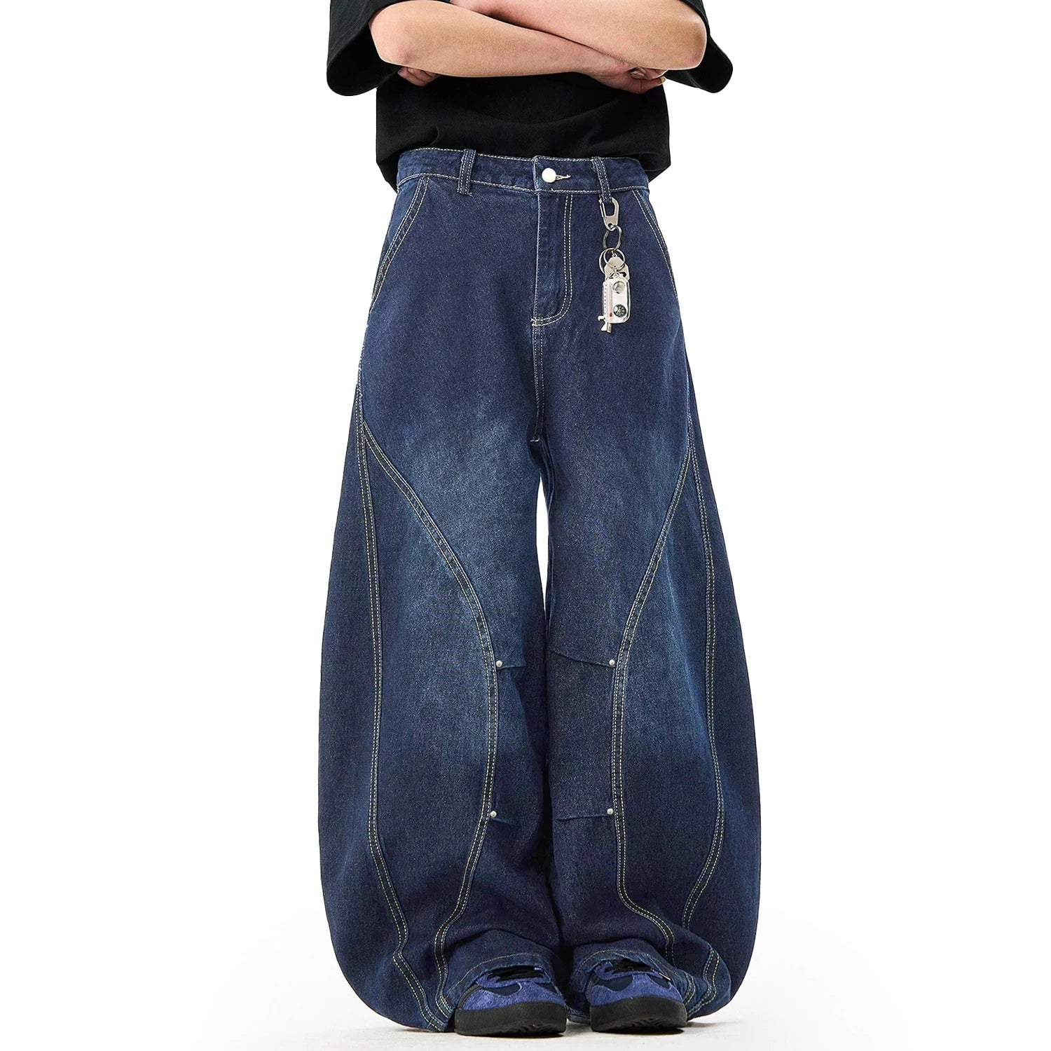 Retro Baggy Pleated Wide Leg Jeans