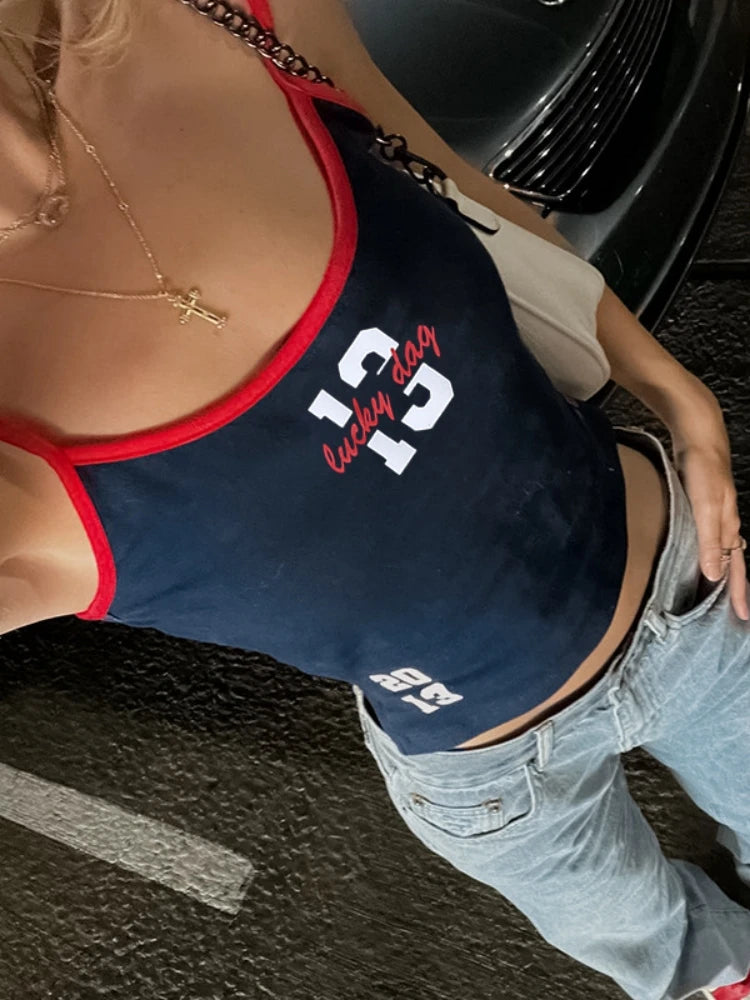 10 Printing Blue Crop Tops