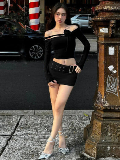Baddie Rose One Shoulder Mesh Crop Top