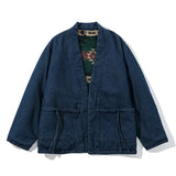 Drawstring Warm Wool Denim Coat