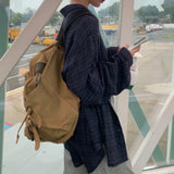Plaid Oversized Blue Button-Up Shirt