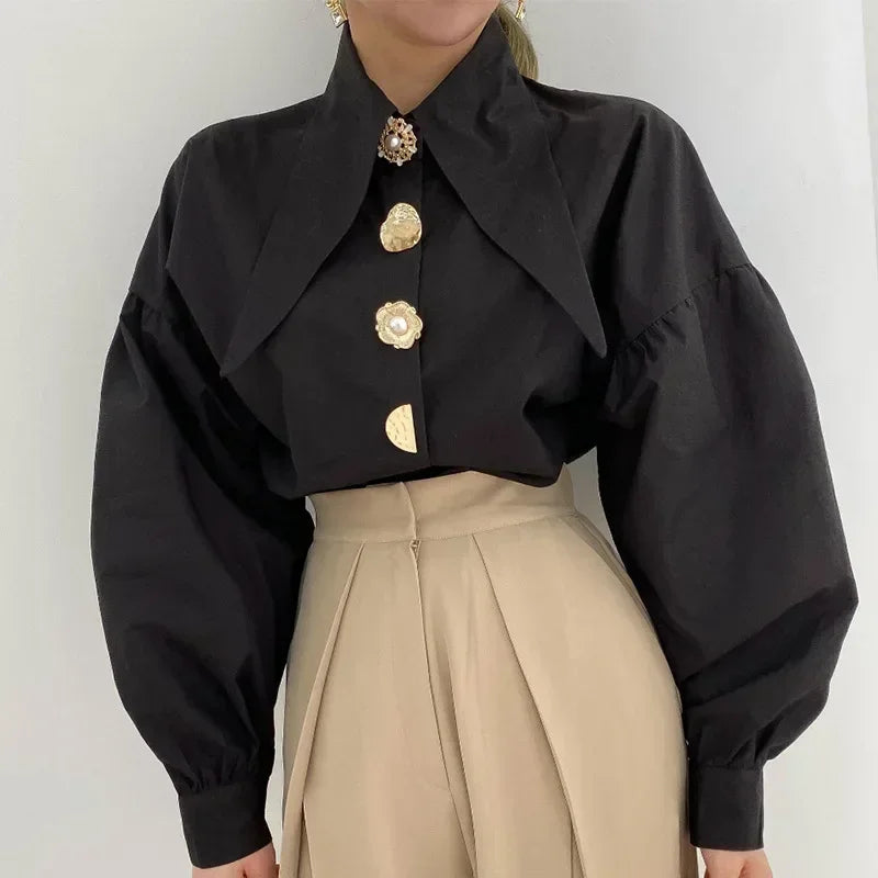 Corporate Girl Gold Buttons Women's Shirt