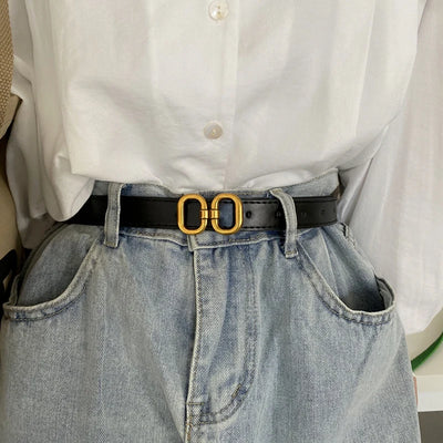 Golden Buckle Skinny Belt