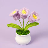 Vintage Handmade Potted Knitted Flowers
